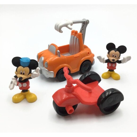 Disney Mickey Mouse Clubhouse Minnie Cars Pullback Spaceship Scooter Figures Lot - Picture 10 of 13